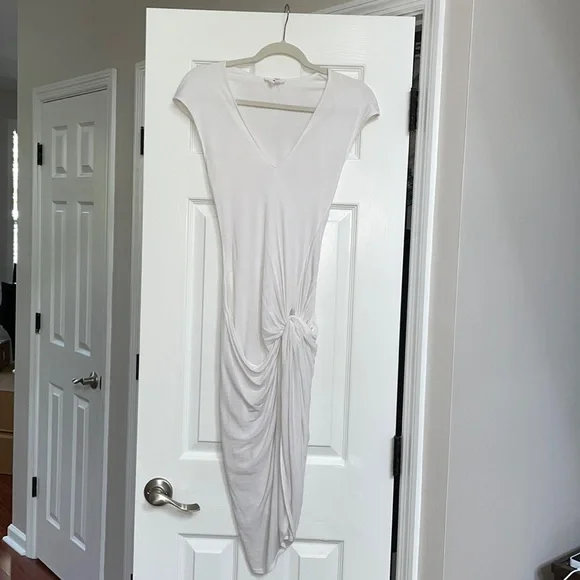 asymmetrical ruffle dress Yvette Slip Maxi Dress With Asymmetrical Hem - White main image 0